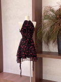 A Line Halter Ruffled Chiffon Black Flora Women's Holiday Dresses SD208