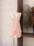 A Line Ruffled Chiffon Pink Short Women's Holiday Dresses SD209