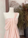 A Line Ruffled Chiffon Pink Short Women's Holiday Dresses SD209