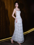 A-line Square Neckline White Long Prom Dress Evening Dress Formal Dress SD2106