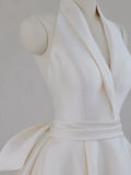 Ball Gown Halter Neckline Satin Pleats White Wedding Dresses SD2113