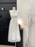A Line Straps Silk Chiffon White Long Women's Holiday Dresses SD211