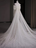 Mermaid Off The Shoulder Long Sleeves White Lace Wedding Dresses SD2122