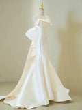 Mermaid Sweetheart White Satin Wedding Dresses SD2128
