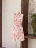 A line Scoop Pink Chiffon Flora Holiday Dresses Short Birthday Dress SD212