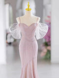 Mermaid Spaghetti Straps Pink Long Prom Dress Evening Dress Formal Dress SD2138