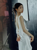 A line Straps White Satin Long Wedding Dresses Bridal Dress SD2143