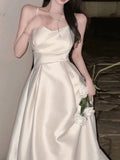 A line Spaghetti Straps Satin Prom Dress Evening Dress Formal Dress SD2146