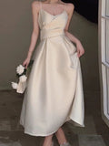 A line Spaghetti Straps Satin Prom Dress Evening Dress Formal Dress SD2146