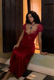 Mermaid V Neckline Red Lace Long Evening Dress Prom Dresses SD2148