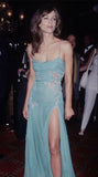 Mermaid Spaghetti Straps Blue Long Prom Dress Evening Dress Formal Dress SD2149