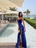 Mermaid Spaghetti Straps Royal Blue Long Prom Dress Evening Dress Formal Dress SD2150 HZ0628