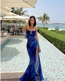 Mermaid Spaghetti Straps Royal Blue Long Prom Dress Evening Dress Formal Dress SD2150 HZ0628