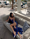Mermaid Spaghetti Straps Royal Blue Long Prom Dress Evening Dress Formal Dress SD2150 HZ0628