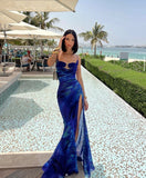 Mermaid Spaghetti Straps Royal Blue Long Prom Dress Evening Dress Formal Dress SD2150 HZ0628
