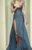 Mermaid Straps Neckline Chiffon Slit Long Prom Dress Evening Dress Formal Dress SD2155 HZ0628