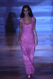 Mermaid Square Neckline Pink Sequin Long Prom Dress Evening Dress Formal Dress SD2156