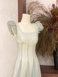 A Line Square Neckline Chiffon Mint Green Women's Holiday Dresses SD215