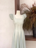 A Line Square Neckline Chiffon Mint Green Women's Holiday Dresses SD215