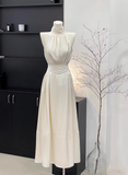 2 Pieces Top and Skirt Ivory Women's Midi Length Vacation Dresses SD216