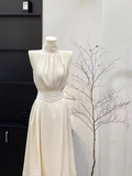 2 Pieces Top and Skirt Ivory Women's Midi Length Vacation Dresses SD216