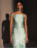 Mermaid Strapless Neckline Green Satin Long Prom Dress Evening Dress Formal Dress SD2173