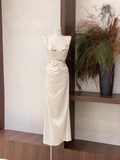 2 Pieces Top and Skirt Ivory Women's Long Vacation Dresses SD217