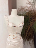 2 Pieces Top and Skirt Ivory Women's Long Vacation Dresses SD217