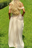 Mermaid Off The Shoulder Long Champagne Prom Dress Evening Dress Formal Dress SD2180 HZ0628