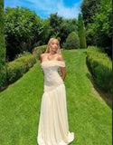 Mermaid Off The Shoulder Long Champagne Prom Dress Evening Dress Formal Dress SD2180 HZ0628