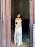 Mermaid Off The Shoulder Long Champagne Prom Dress Evening Dress Formal Dress SD2180 HZ0628