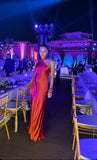A line Halter Neckline Satin Long Prom Dress Evening Dress Formal Dress SD2182