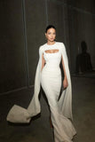 Mermaid Straps Long Prom Dress Evening Dress Formal Dress With Cape SD2184