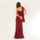 Mermaid Spaghetti Straps Floor Length Red Prom Dress Evening Dress Formal Dress With Ribbon SD2194