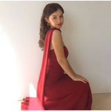 Mermaid Spaghetti Straps Floor Length Red Prom Dress Evening Dress Formal Dress With Ribbon SD2194