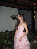 A-Line Straps Blush Pink Lace Long Prom Dresses Formal Evening Dress SD2203 HZ0628