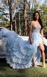 A-Line Straps Blush Pink Lace Long Prom Dresses Formal Evening Dress SD2203 HZ0628