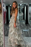 A-Line Straps Blush Pink Lace Long Prom Dresses Formal Evening Dress SD2203 HZ0628