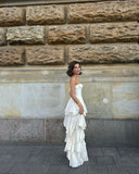 A-Line Strapless Chiffon Long Prom Dresses Formal Evening Dress SD2204 HZ0628