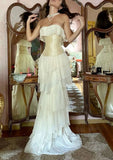 A-Line Strapless Chiffon Long Prom Dresses Formal Evening Dress SD2205