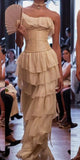 A-Line Strapless Chiffon Long Prom Dresses Formal Evening Dress SD2205
