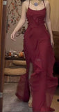 A-Line Spaghetti Straps Chiffon Long Prom Dresses Formal Evening Dress SD2206