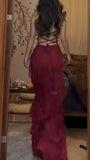 A-Line Spaghetti Straps Chiffon Long Prom Dresses Formal Evening Dress SD2206