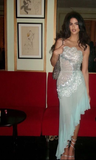 Mermaid Strapless Chiffon Blue Prom Dresses Formal Evening Dress SD2211 HZ0628