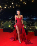 Mermaid Sweetheart Sequin Red Prom Dresses Long Party Dress SD2218