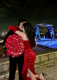 Mermaid Strapless Velvet Red Prom Dresses Long Party Dress SD2239
