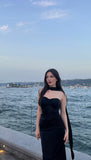 Mermaid Sweetheart Satin Black Long Prom Dresses Party Dress SD2249