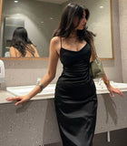 Mermaid Spaghetti Straps Black Backless Prom Dresses Long Party Dress SD2252