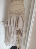 Sheath Strapless Champagne High Low Women's Holiday Dresses Birthday Outfits SD225