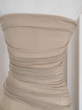 Sheath Strapless Champagne High Low Women's Holiday Dresses Birthday Outfits SD225